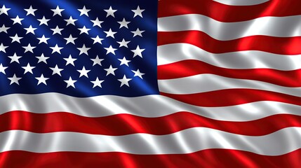 Fototapeta premium United States of America flag waving in the wind at sunset