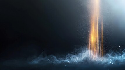 Obraz premium A dark blue background with a bright orange and yellow light shining through it