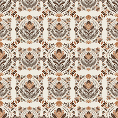 seamless pattern flowers tribal 