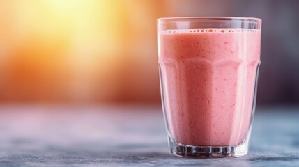 Fruit Whey Protein Smoothie Kitchen Counter Beverage Bright Atmosphere Close-Up Health Concept