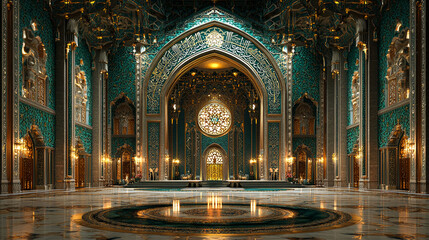 Obraz premium Opulent Teal Palace Hall