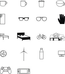 Set Of Icons, Quality Icon Collection Vector Design.Set of 18 Universal Icons. random pictogram.