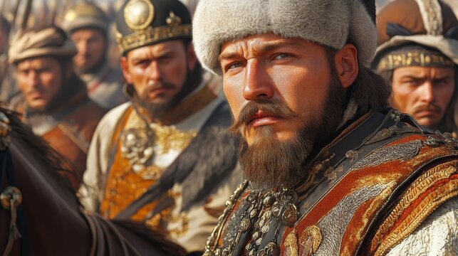 Brave Russian Cossack Cavalry - Close-up Portrait of Agile Soldiers in Military Attire
