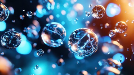 Stunning water bubbles captured with vibrant colors and dreamy lighting effects.