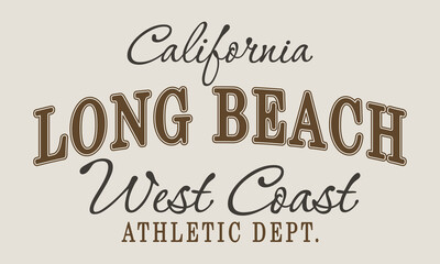 California Long Beach West Coast Athletic Department Typography, Slogan t-shirt artwork for hoodie apparel