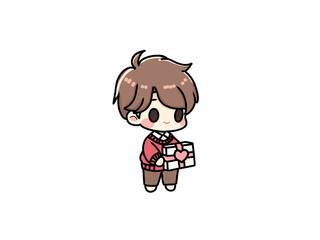 Chibi Character with Heart Gift 