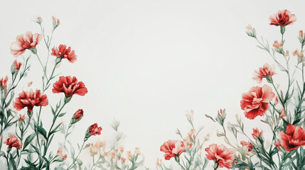 Fototapeta premium Elegant wedding invitation card background vector. Minimal hand painted watercolor botanical flowers texture template background. Design for wedding, vip cover, poster, rsvp moderncard.Valentine's Day