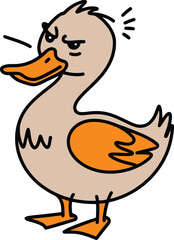 Angry duck mascot isolated on flat background