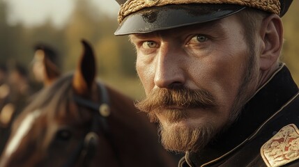 Proud Belarusian Cavalry Tradition: Close-Up Portrait Honoring Grand Duchy of Lithuania Legacy