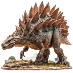 Fototapeta premium A detailed model of a dinosaur with spiked armor, showcasing its prehistoric features.