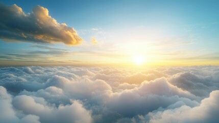 The sky is filled with clouds and the sun is shining brightly
