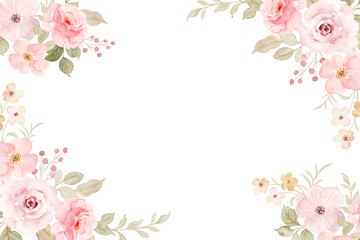 Decorate your designs with a watercolor flower wreath isolated on a white background