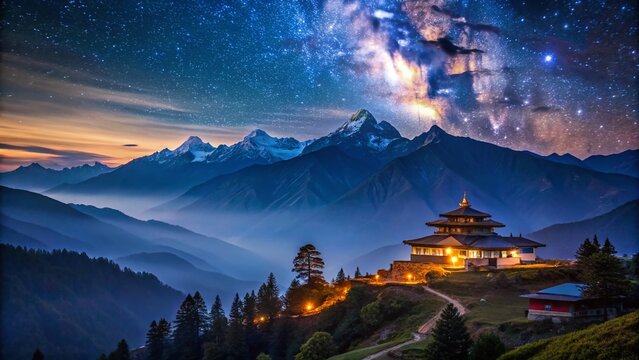 Dochula Pass, Bhutan - Breathtaking Himalayan Night Landscape, March 2016
