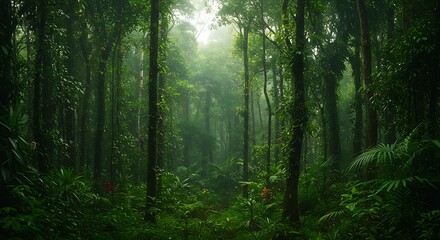 Obraz premium Deep tropical jungles of Southeast Asia in august ,Tropical rain forest 