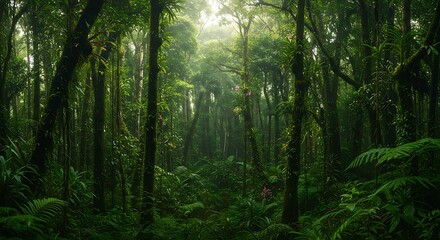 Fototapeta premium Deep tropical jungles of Southeast Asia in august ,Tropical rain forest 
