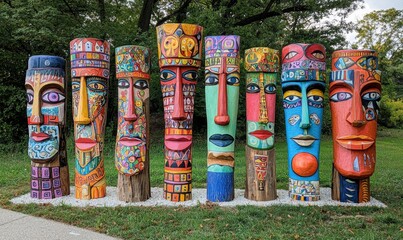 Eye-level outdoor art a community sculpture display