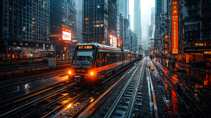 Rainy Night City Train