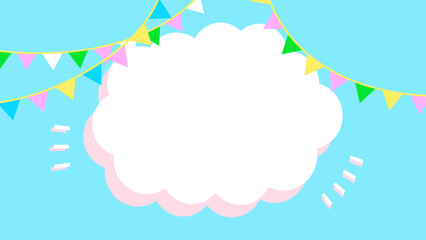 ガーランドと雲の壁紙素材