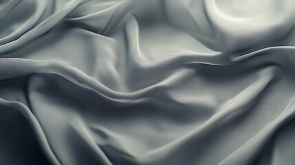  A close-up of a piece of gray fabric, likely silk or satin, with smooth, wavy folds creating a soft, draping effect.