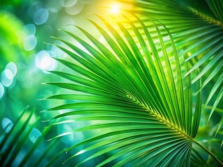 Obraz premium Double Exposure Palm Leaf: Abstract Green Nature Stock Photo