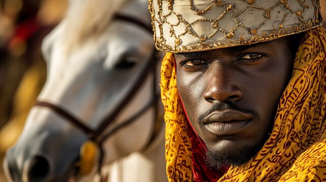Pride and Power: Close-up Portrait of a Malian Cavalry from the Glorious Mali Empire Era