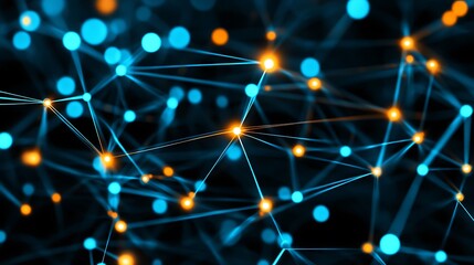 Obraz premium Abstract Network Nodes Connected By Luminous Lines