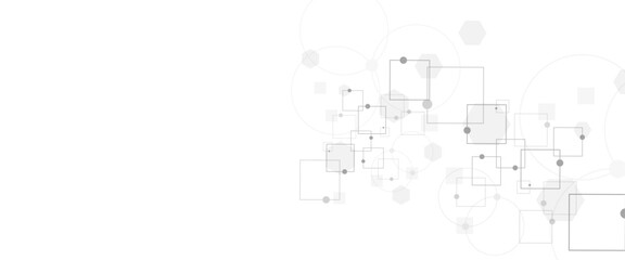 Gray and white background, technology background design and communication connection. Abstract cube hexagon shape background, hexagon shape pattern innovative concept background.