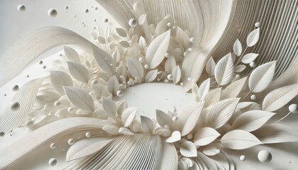 white abstract background with leaf Sprinkle. 3d style