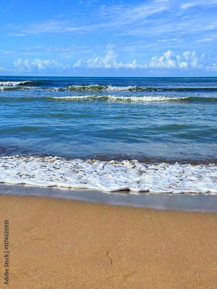 Poster Sea waves on sand beach 