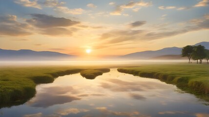 The serene atmosphere of a new day unfolds, inspiring a sense of peace and reflection.
