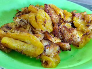 Godoh Nangka. Fried Jackfruit Flour or fried jackfruit. Traditional Indonesian culinary food. Indonesian Street Food.