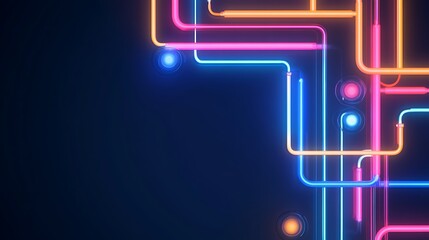 Naklejka premium Abstract Neon Lights Forming Geometric Shapes