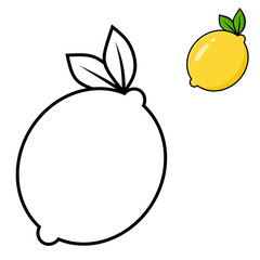 Aesthetic lemon and leaves, coloring material for kid