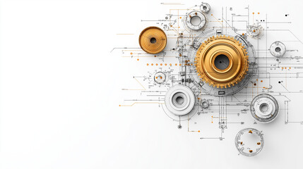 Obraz premium Golden Gear: A striking abstract image of intricately designed gears, a symbol of innovation, precision, and the relentless pursuit of perfection. The image evokes a sense of power and control.