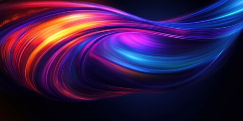 Swirling neon spiral, vibrant rainbow colors, glowing energy vortex, abstract digital art, electric blue and purple hues, dynamic motion blur, cosmic whirlpool, dark background, luminous streaks, psyc