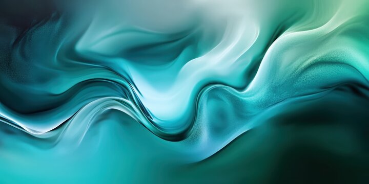 Abstract waves, teal and turquoise fabric, silky smooth texture, fluid motion, glossy surface, undulating folds, organic curves, liquid-like flow, dynamic composition, ethereal atmosphere, high contra