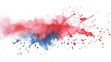 Watercolor Splash of American Flag on White Background for 4th of July Independence Day 