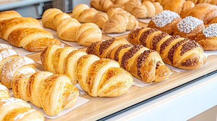 Freshly Baked Pastries Displayed in a Bright Bakery Setting