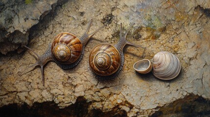 Snail Shells on a Rocky Surface
