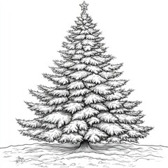 Obraz premium Hand-Drawn Monochrome Christmas Tree Illustration
