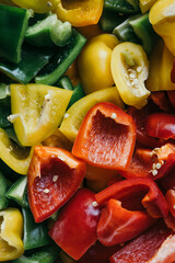 Top view close up slice bell pepper background