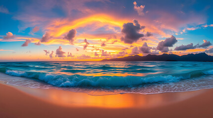 Golden Serenity A Tropical Sunset Paradise