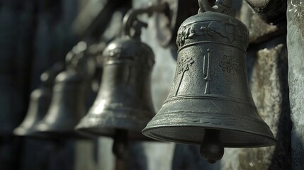 Obraz premium Ancient Church Bells: A Glimpse into History and Faith