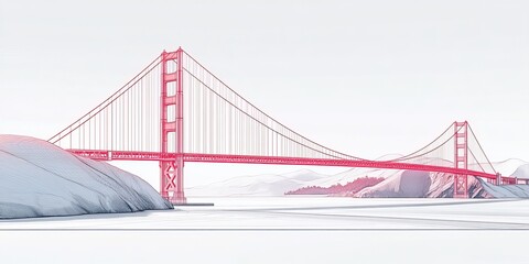 Fototapeta premium Golden Gate Bridge in Line Art