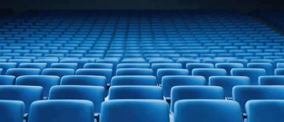 Obraz premium Vast Arrangement of Empty Blue Seats in a Large Auditorium or Theater Space Ready for Audience
