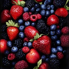 Fototapeta premium A vibrant still life of fresh, juicy berries. A burst of summer colors and flavors.