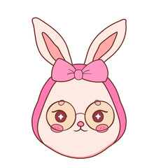 Cute pastel Easter bunny wearing coquette bow cartoon character doodle illustration
