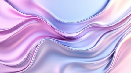 Naklejka premium Smooth, flowing waves of blue and pink create a soft, abstract background with a liquid, satin texture