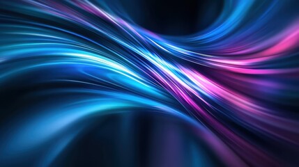 Fototapeta premium Abstract energy waves, flowing light streams, cosmic art, neon blue and purple colors, glowing ethereal ribbons, dark space background, digital art, vibrant luminescence, futuristic design, smooth cur