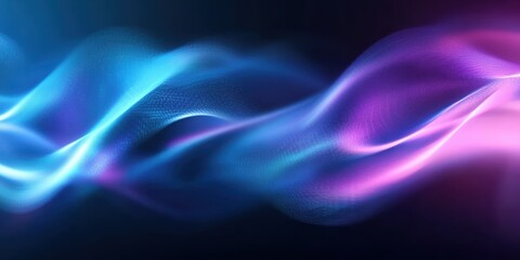Abstract energy waves, flowing light streams, cosmic art, neon blue and purple colors, glowing ethereal ribbons, dark space background, digital art, vibrant luminescence, futuristic design, smooth cur